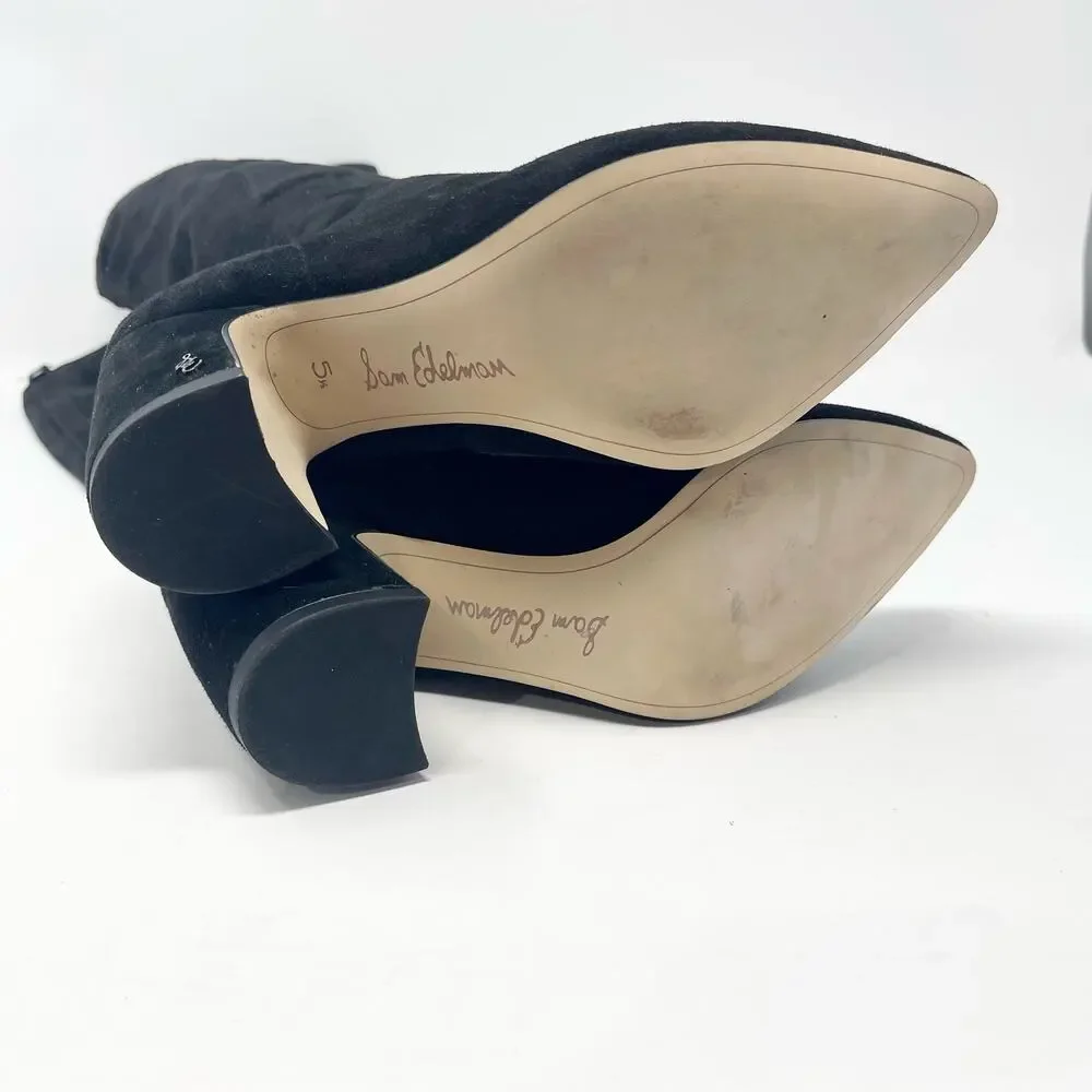Sam‎ Edelman Women's Sulema Knee High Black Business Suede Boots Size 5.5
